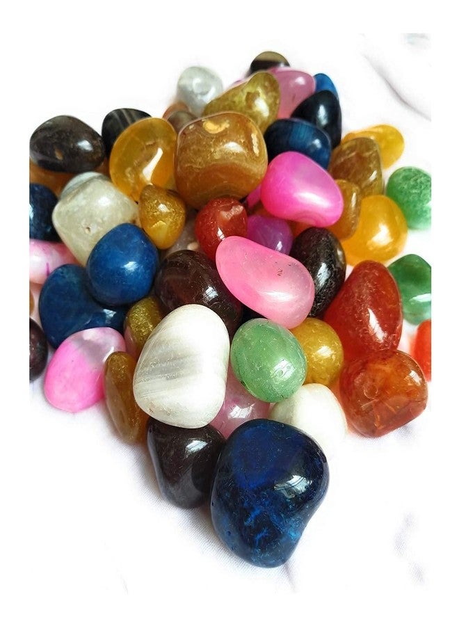 Power Stone Multi Purpose Polished Glossy Decortaive Onyx Pebbles Stones for Home Decor Garden Table Decoration Vase Fillers (Multi Colour, 500gm)
